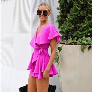 VICI Fiercely Fuchsia Wrap Romper, Size L (8-10)